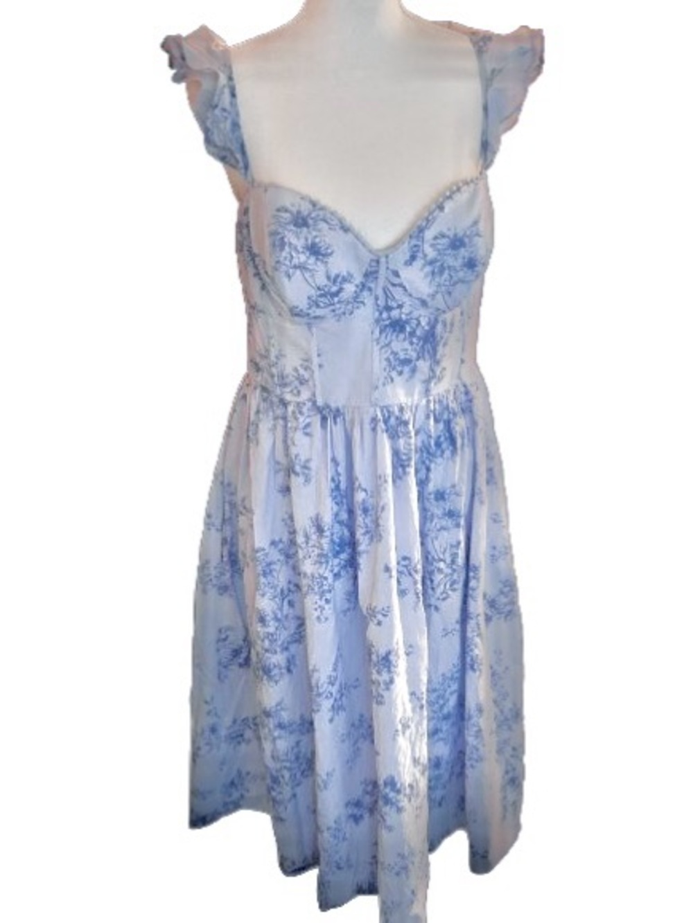 Cotton B. Darlin Light Purple Blue Floral Cotton Dress Ruffle Corset XL 13/14